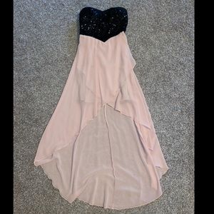 High low strapless dress